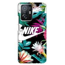 Силиконовый Чехол на Xiaomi 11T / 11T Pro с картинкой Nike (Цветочный Nike)