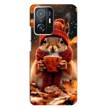 Печатный чехол «Зверята с кофе» для Xiaomi 11T / 11T Pro – Белка с кофе