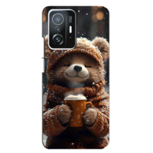 Печатный чехол «Зверята с кофе» для Xiaomi 11T / 11T Pro – Мишка с кофе