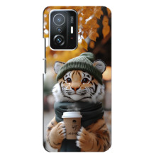 Печатный чехол «Зверята с кофе» для Xiaomi 11T / 11T Pro – Тигр с кофе