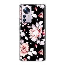 Чохли з квітами для Xiaomi 12 / 12X (VPrint) (Квіти на чорному)