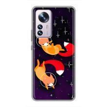 Чехлы с картинкой Лисички для Xiaomi 12 / 12X (VPrint) (Лисички космонавты)