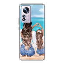 Чехол с печатью для Xiaomi 12 / 12X - (Мама с ребенком) (AlphaPrint) (Мама с доченькой)