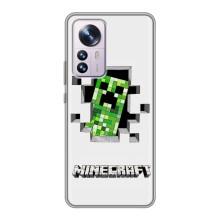 Чехол Майнкрафт на Xiaomi 12 / 12X (AlphaPrint) Minecraft (крипер Майнкрафт)