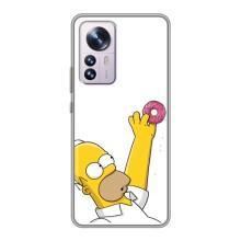 Чехол с Симпсонами для Xiaomi 12 / 12X (VPrint) (Гомер с пончиком)