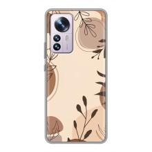 Чохол з квітковим принтом на Сяомі 12 / 12х (Коричневі квіти)