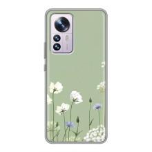 Чохол з квітковим принтом на Сяомі 12 / 12х (Квіти на зеленому)