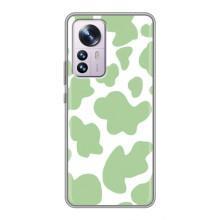 Чехол с принтом коровы на Сяоми 12 / 12х – Зеленый принт
