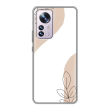 Силиконовый чехол с принтом в цветах на Xiaomi 12 / 12X – Нюдовый дизайн