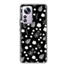 Чехлы с тематикой "ЦВЕТЫ" на Xiaomi 12 / 12X (цветение на чорном)