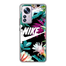 Силиконовый Чехол на Xiaomi 12 / 12X с картинкой Nike (Цветочный Nike)