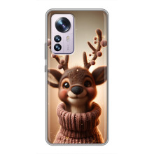 Яскравий чохол для Xiaomi 12 / 12X з Зимові Оленята – Олень в светрі
