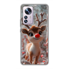 Яркий чехол для Xiaomi 12 / 12X с Зимними Оленятами