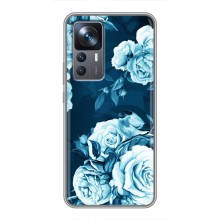 Чехлы (ART) Цветы на Xiaomi 12T Pro (VPrint) (Голубые Бутоны)