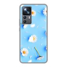Чехол с Цветами для Xiaomi 12T Pro (ромашки на голубом)