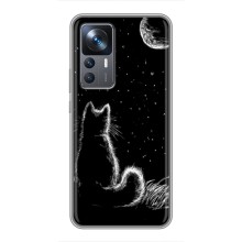 Чехол с принтом для Xiaomi 12T Pro (AlphaPrint) Модные коты – Котик и луна