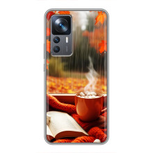 Чехол с уникальным дизайном «Осень с кофе» для Xiaomi 12T Pro – Кофе и дождь