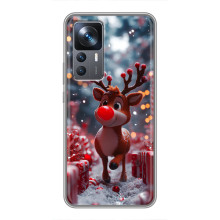 Яркий чехол для Xiaomi 12T Pro с Зимними Оленятами (Олень среди подарков)