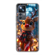 Яркий чехол для Xiaomi 12T Pro с Зимними Оленятами (Олень в шарфе)