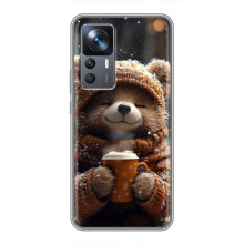 Печатный чехол «Зверята с кофе» для Xiaomi 12T Pro – Мишка с кофе