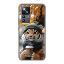 Печатный чехол «Зверята с кофе» для Xiaomi 12T Pro – Тигр с кофе
