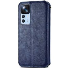 Кожаный чехол книжка GETMAN Cubic (PU) для Xiaomi 12T / 12T Pro – Синий