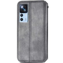 Кожаный чехол-книжка GETMAN Cubic (PU) для Xiaomi 12T / 12T Pro – Серый