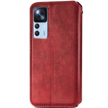 Кожаный чехол-книжка GETMAN Cubic (PU) для Xiaomi 12T / 12T Pro – Красный