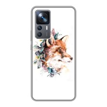 Чехлы с картинкой Лисички для Xiaomi 12T (VPrint) (Лисичка в цветочках)