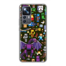 Чехол Майнкрафт на Xiaomi 12T (AlphaPrint) Minecraft (Коллаж Майнкрафт)