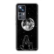 Чехол с рисунком кот на Xiaomi 12T (Девушка с котом)