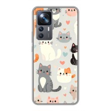 Чехол с рисунком кот на Xiaomi 12T (Коллаж котов)