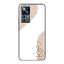Силиконовый чехол с принтом в цветах на Xiaomi 12T – Нюдовый дизайн