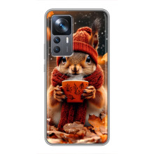 Печатный чехол «Зверята с кофе» для Xiaomi 12T – Белка с кофе