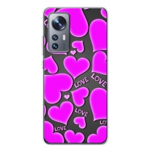 Чехлы для любимой на Сяоми 12 / 12Х (VPrint) (Pink hearts)