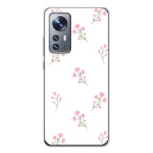 Чехол с розовым рисунком для Xiaomi 12 / 12X (Розовые цветы)