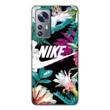 Силиконовый Чехол на Xiaomi 12 / 12X с картинкой Nike (Цветочный Nike)