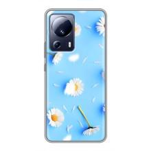 Чехол с Цветами для Xiaomi 13 Lite (ромашки на голубом)