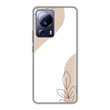 Силиконовый чехол с принтом в цветах на Xiaomi 13 Lite – Нюдовый дизайн