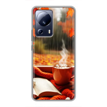 Чехол с уникальным дизайном «Осень с кофе» для Xiaomi 13 Lite – Кофе и дождь