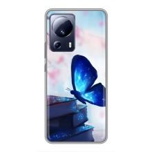 Силиконовый бампер с картинкой животных для Xiaomi 13 Lite (Бабочка синяя)