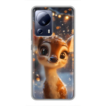 Яркий чехол для Xiaomi 13 Lite с Зимними Оленятами – Оленёнок среди гирлянд