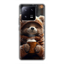 Печатный чехол «Зверята с кофе» для Xiaomi 13 Pro – Мишка с кофе