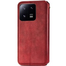 Кожаный чехол книжка GETMAN Cubic (PU) для Xiaomi 13 – Красный