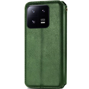Шкіряний чохол-книжка GETMAN Cubic (PU) для Xiaomi 13 – Зелений
