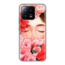 Чехлы (ART) Цветы на Xiaomi 13 (VPrint) (Глаза в цветах)