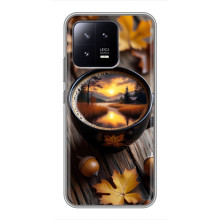 Чехол с уникальным дизайном «Осень с кофе» для Xiaomi 13 – Тёмный кофе