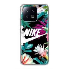 Силиконовый Чехол на Xiaomi 13 с картинкой Nike (Цветочный Nike)