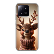 Яркий чехол для Xiaomi 13 с Зимними Оленятами – Олень в свитере