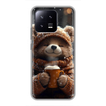 Печатный чехол «Зверята с кофе» для Xiaomi 13 – Мишка с кофе